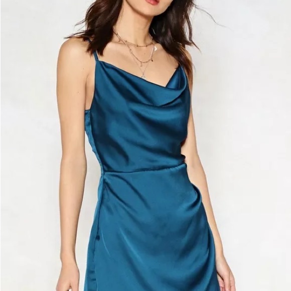 Nasty Gal Cowl Us Later Satin Mini Dress - Picture 2 of 11